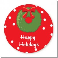 Christmas Wreath - Round Personalized Christmas Sticker Labels