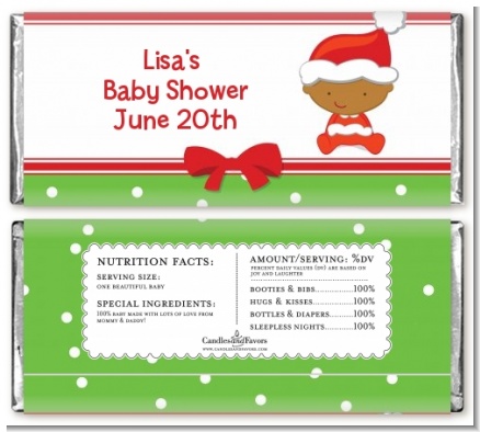 Christmas Baby African American - Personalized Baby Shower Candy Bar Wrappers