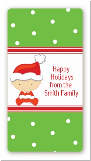 Christmas Baby Caucasian - Custom Rectangle Baby Shower Sticker/Labels