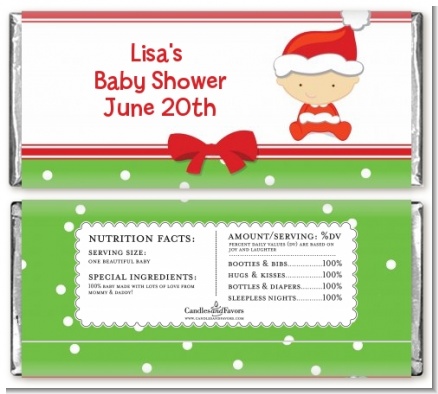 Christmas Baby Caucasian - Personalized Baby Shower Candy Bar Wrappers