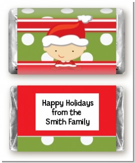 Christmas Baby Caucasian - Personalized Baby Shower Mini Candy Bar Wrappers