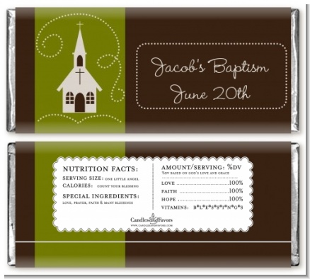 Church - Personalized Baptism / Christening Candy Bar Wrappers