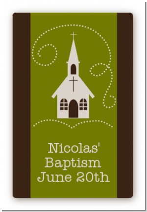 Church - Custom Large Rectangle Baptism / Christening Sticker/Labels