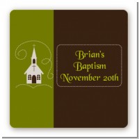 Church - Square Personalized Baptism / Christening Sticker Labels