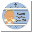 Angel Baby Boy Hispanic - Round Personalized Baptism / Christening Sticker Labels thumbnail