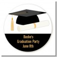 Graduation Cap - Round Personalized Graduation Party Sticker Labels thumbnail