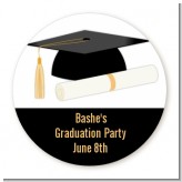 Graduation Cap - Round Personalized Graduation Party Sticker Labels