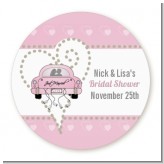 Just Married - Round Personalized Bridal Shower Sticker Labels