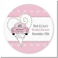 Just Married - Round Personalized Bridal Shower Sticker Labels