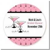 Martini Glasses - Round Personalized Bridal Shower Sticker Labels