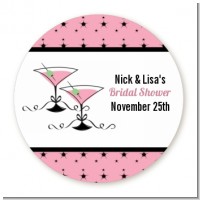 Martini Glasses - Round Personalized Bridal Shower Sticker Labels