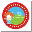 Circus Clown - Round Personalized Birthday Party Sticker Labels thumbnail