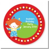 Circus Clown - Round Personalized Birthday Party Sticker Labels