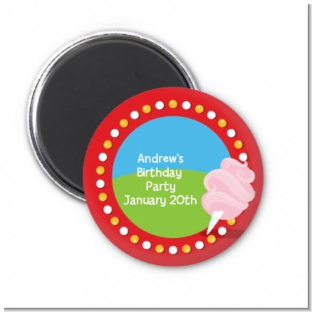 Circus Cotton Candy - Personalized Birthday Party Magnet Favors