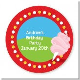 Circus Cotton Candy - Round Personalized Birthday Party Sticker Labels