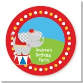 Circus Elephant - Round Personalized Birthday Party Sticker Labels
