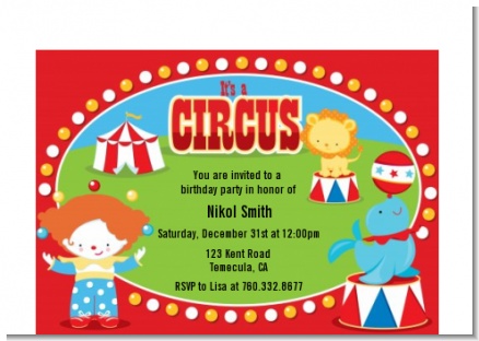 Circus - Birthday Party Petite Invitations
