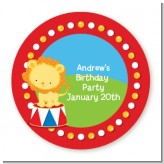 Circus Lion - Round Personalized Birthday Party Sticker Labels