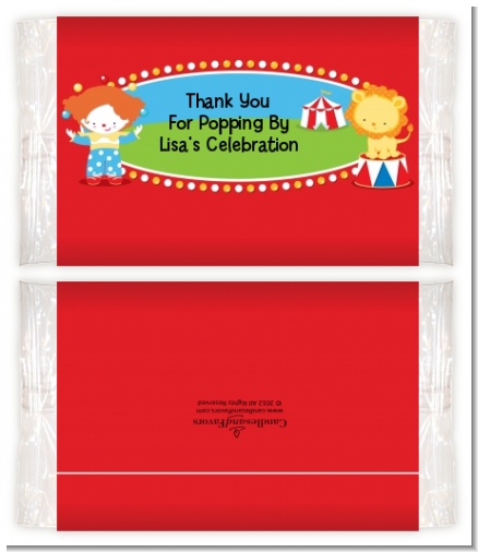 Circus - Personalized Popcorn Wrapper Birthday Party Favors