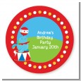 Circus Seal - Round Personalized Birthday Party Sticker Labels thumbnail