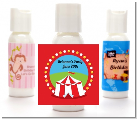 Circus Tent - Personalized Birthday Party Lotion Favors