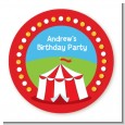 Circus Tent - Round Personalized Birthday Party Sticker Labels thumbnail