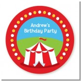 Circus Tent - Round Personalized Birthday Party Sticker Labels