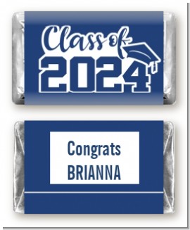 Class of 2023 Grad Blue - Personalized Graduation Party Mini Candy Bar Wrappers