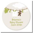 Clothesline It's A Baby - Round Personalized Baby Shower Sticker Labels thumbnail
