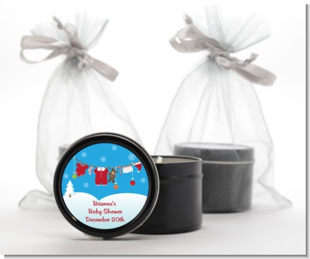 Clothesline Christmas - Baby Shower Black Candle Tin Favors