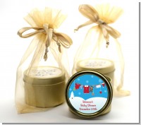 Clothesline Christmas - Baby Shower Gold Tin Candle Favors