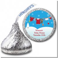 Clothesline Christmas - Hershey Kiss Baby Shower Sticker Labels