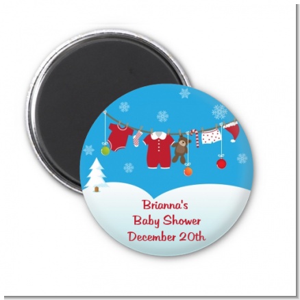 Clothesline Christmas - Personalized Baby Shower Magnet Favors