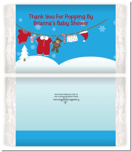 Clothesline Christmas - Personalized Popcorn Wrapper Baby Shower Favors