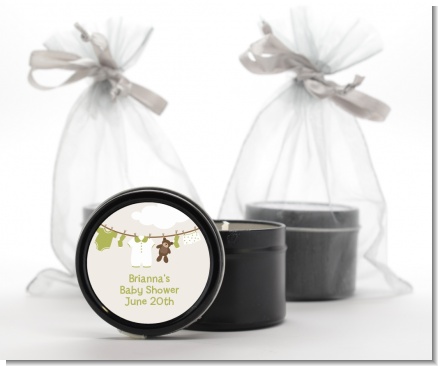 Clothesline It's A Baby - Baby Shower Black Candle Tin Favors