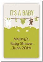 Clothesline It's A Baby - Custom Large Rectangle Baby Shower Sticker/Labels