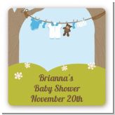 Clothesline It's A Boy - Square Personalized Baby Shower Sticker Labels