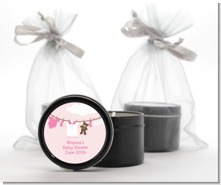 Clothesline It's A Girl - Baby Shower Black Candle Tin Favors