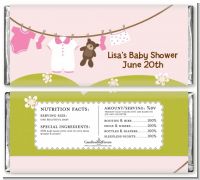 Clothesline It's A Girl - Personalized Baby Shower Candy Bar Wrappers