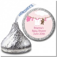 Clothesline It's A Girl - Hershey Kiss Baby Shower Sticker Labels
