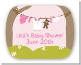 Clothesline It's A Girl - Personalized Baby Shower Rounded Corner Stickers