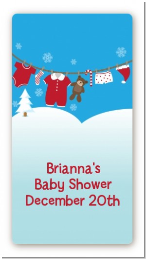 Clothesline Christmas - Custom Rectangle Baby Shower Sticker/Labels