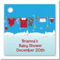 Clothesline Christmas - Personalized Baby Shower Card Stock Favor Tags