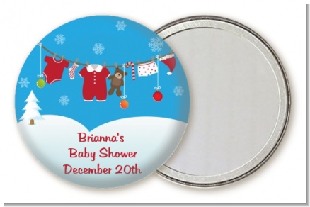 Clothesline Christmas - Personalized Baby Shower Pocket Mirror Favors