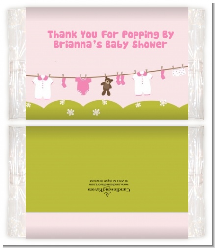 Clothesline It's A Girl - Personalized Popcorn Wrapper Baby Shower Favors