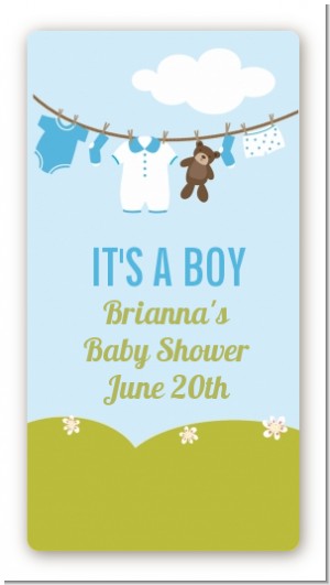Clothesline It's A Boy - Custom Rectangle Baby Shower Sticker/Labels