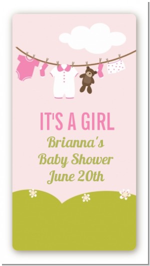 Clothesline It's A Girl - Custom Rectangle Baby Shower Sticker/Labels