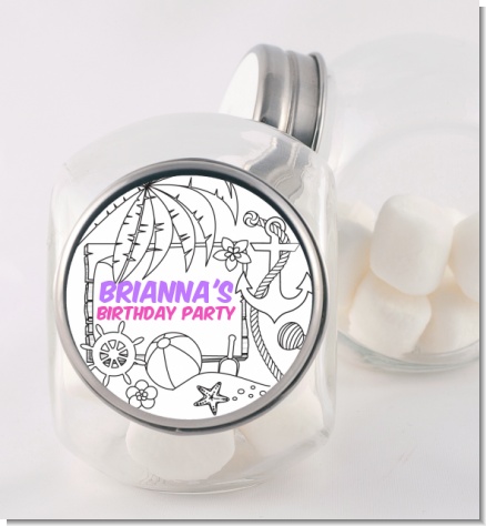 Color You Own - Beach Scene - Personalized Birthday Party Candy Jar