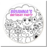 Color Your Own - Spring Garden - Round Personalized Birthday Party Sticker Labels