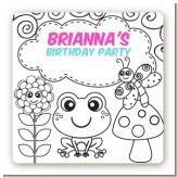 Color Your Own - Spring Garden - Square Personalized Birthday Party Sticker Labels